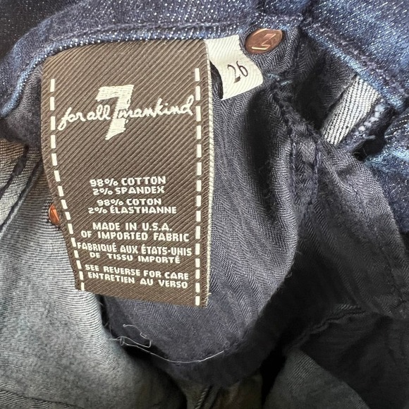 7 For All Mankind Dark Wash Denim Kaylie Boot Cut / Mini Flare Jeans Size 26 - Picture 8 of 9